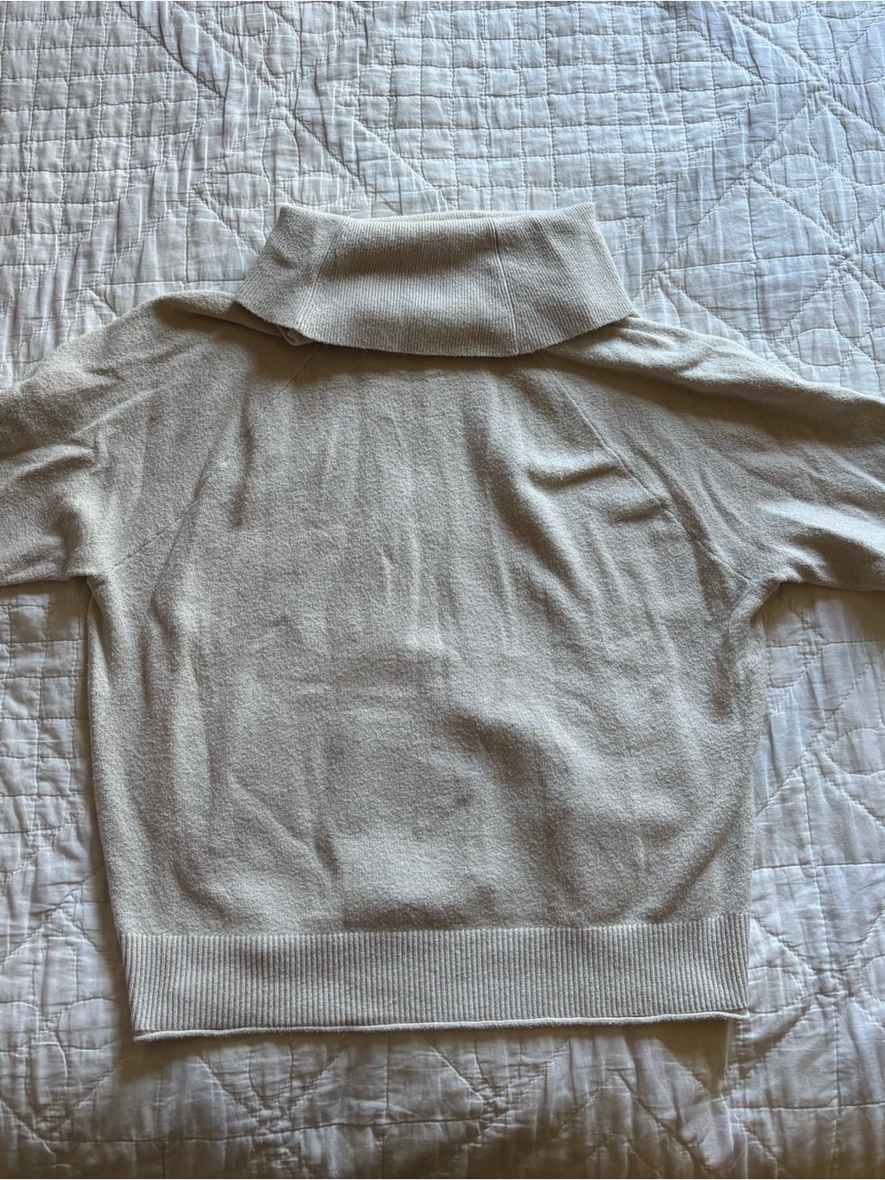 LOFT Cream Short-Sleeve Turtleneck Sweater